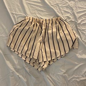 White and black striped shorts
